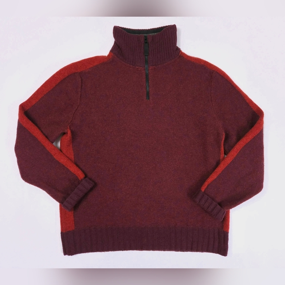 Gap Y2K 100% Lambswool Burgundy Red Quarter Zip Sweater Mens XL